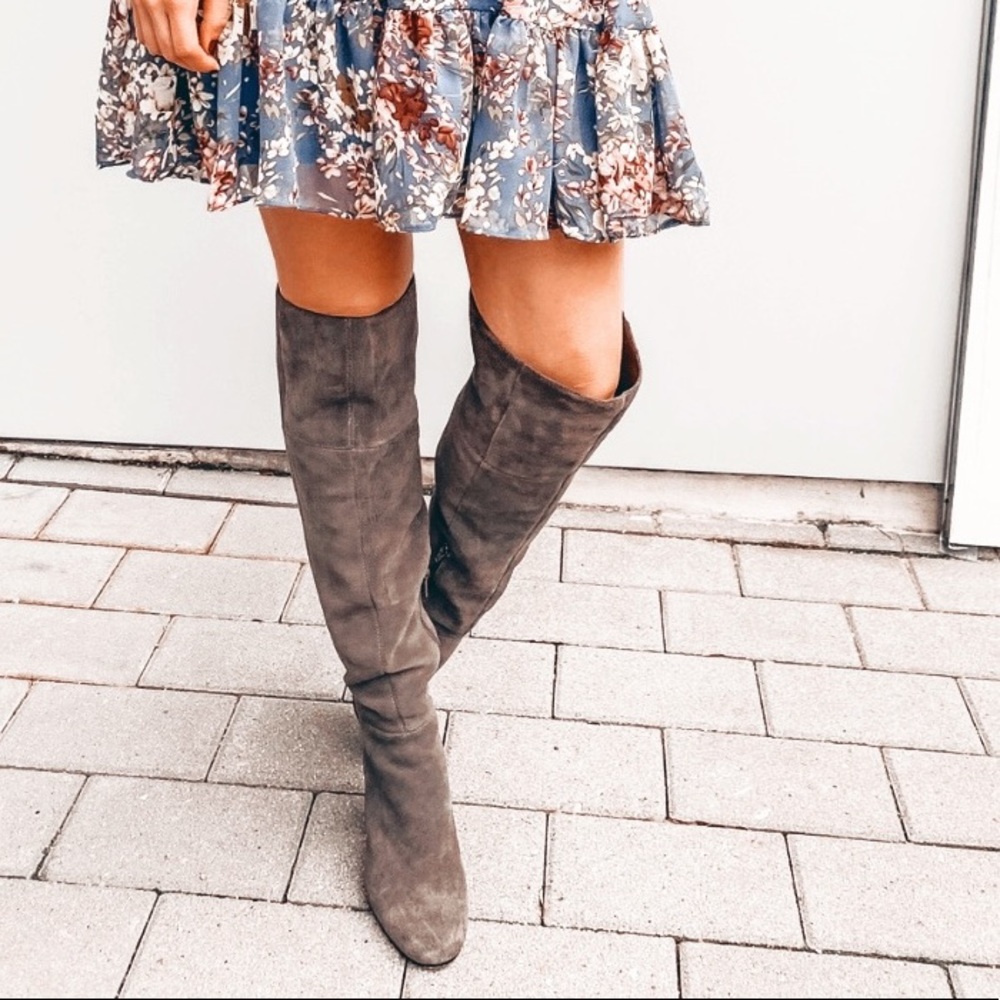 Gianni Bini Suede Leather over the knee gray boots